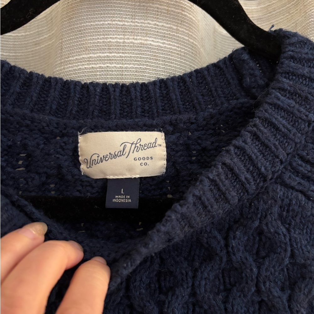 Universal Thread Dark Blue Cable Knit Sweater - image 2